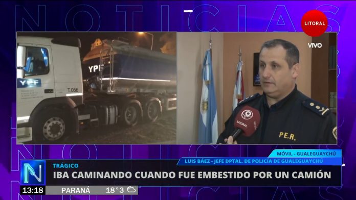 Un hombre de 65 años oriundo de Villa Paranacito murió atropellado en la banquina por un camión cisterna que se dirigía a Gualeguaychú.
