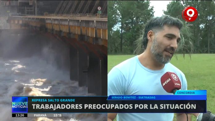 Trabajadores de la represa Salto Grande manifiestan preocupación por el recorte presupuestario por parte del Gobierno Nacional.